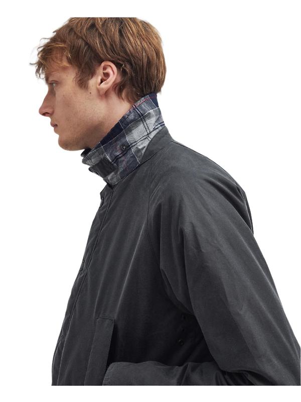Barbour Men's Ambleside Wax Jacket - Black/Blue Granite Tartan Image 7