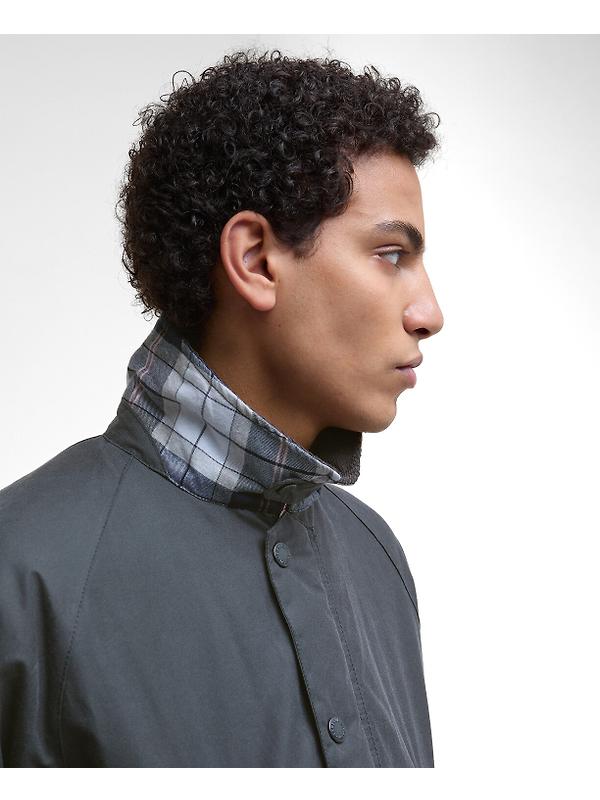 Barbour Men's Ambleside Wax Jacket - Grey/Tartan Image 5