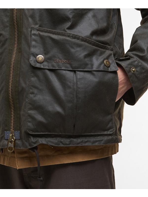 Barbour Men's Re-Engineered Bardon Spey Wax Jacket - Olive Image 8