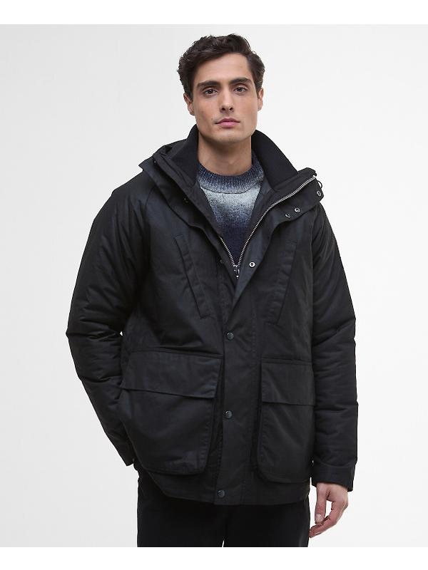 Barbour International Men's Oakdale Waxed Jacket - Black Image 2