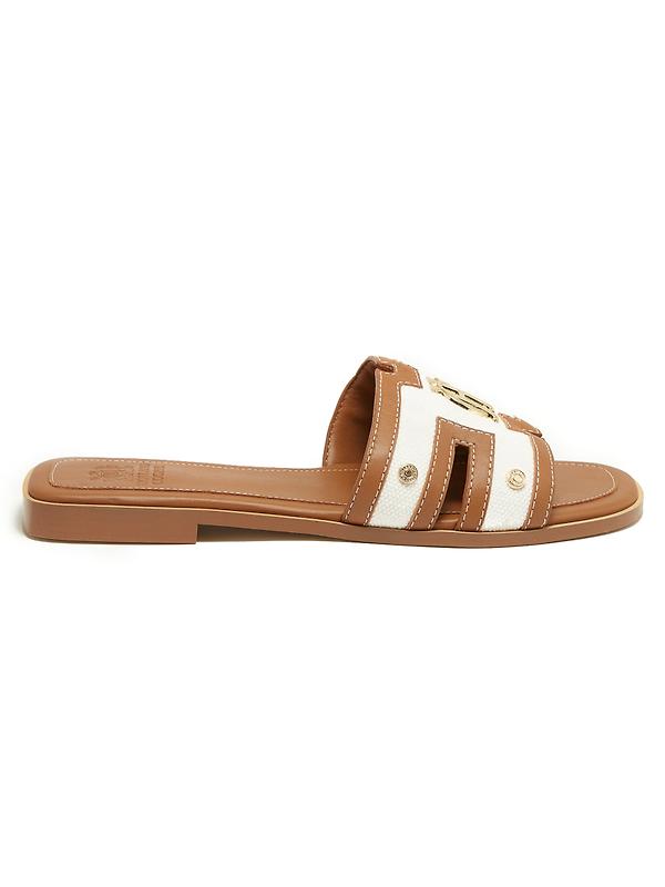 Product image of Holland Cooper Women's Monogram Slides - Tan Canvas