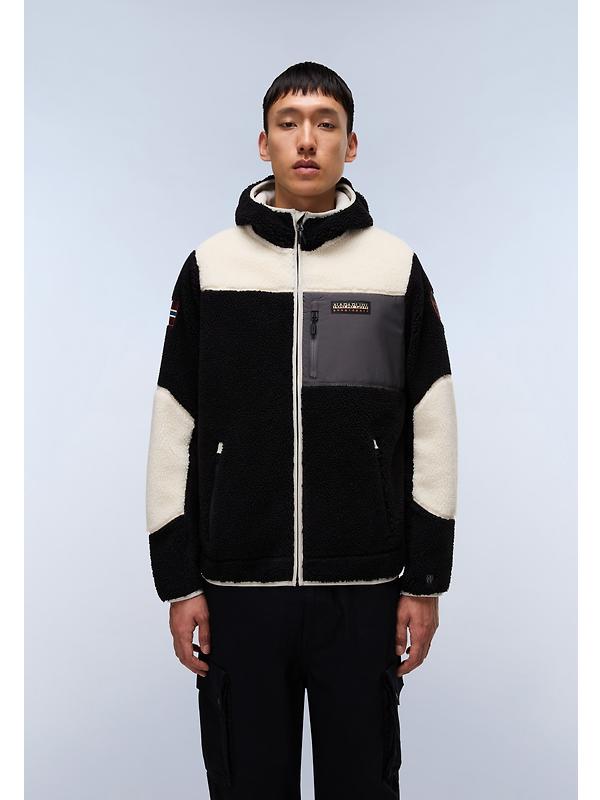 Napapijri Men's Yupik Full Zip Hooded Curly Fleece - Multi Image 3