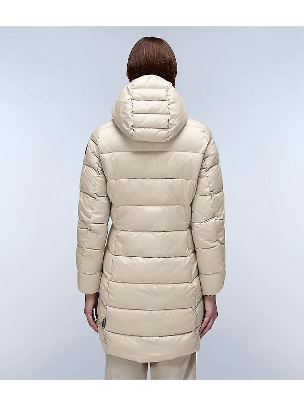 Napapijri Women's Aerons Rise Hooded Long Puffer Jacket - Beige Silver Image 5