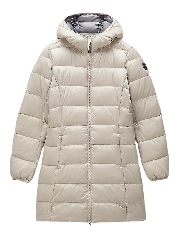 Product image of Napapijri Women's Aerons Rise Hooded Long Puffer Jacket - Beige Silver