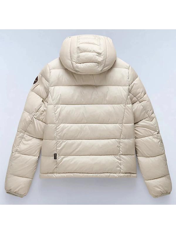 Napapijri Women's Aerons Rise Hooded Puffer Jacket - Beige Silver Image 2