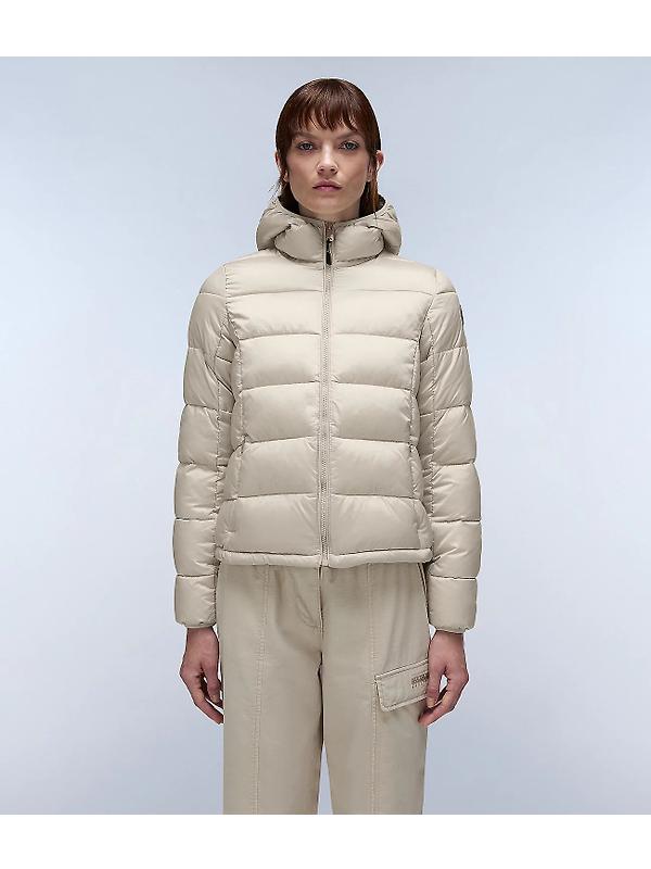 Napapijri Women's Aerons Rise Hooded Puffer Jacket - Beige Silver Image 3