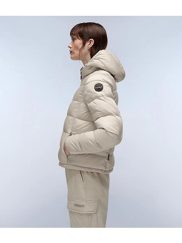 Napapijri Women's Aerons Rise Hooded Puffer Jacket - Beige Silver Image 4