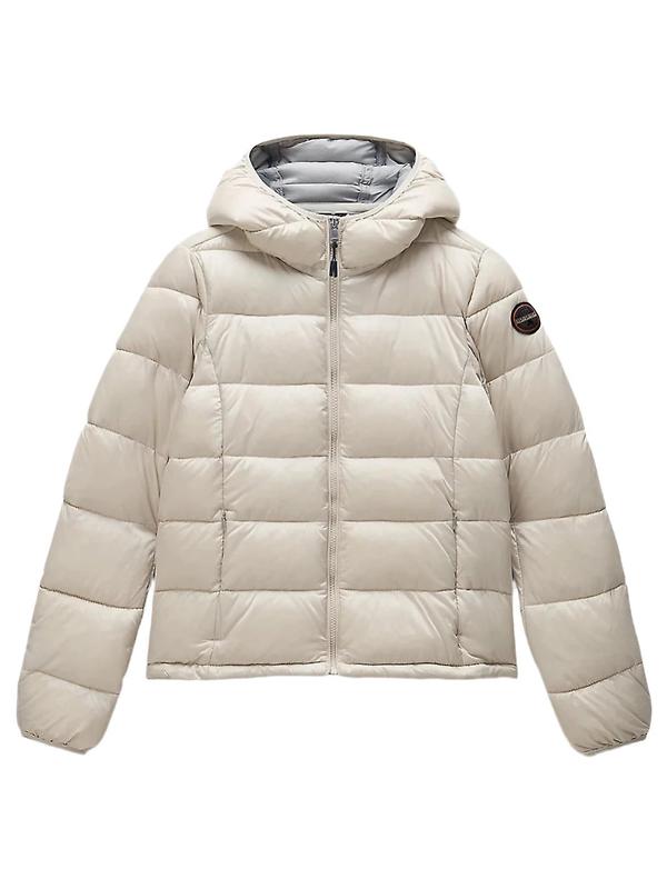 Product image of Napapijri Women's Aerons Rise Hooded Puffer Jacket - Beige Silver