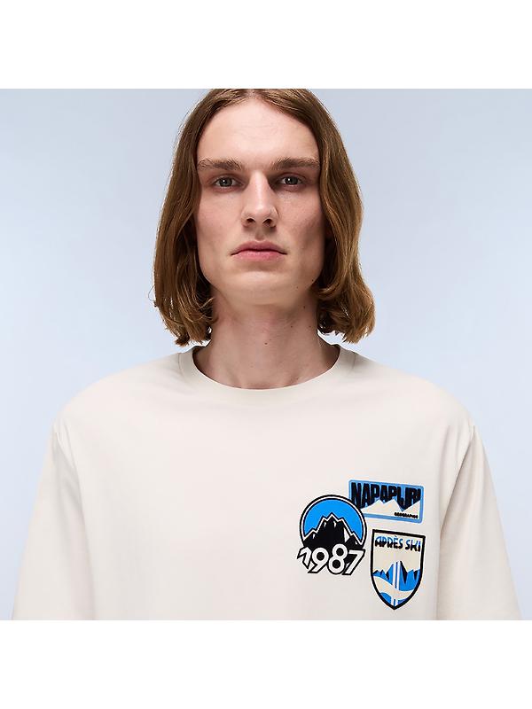 Napapijri Men's Montepianna Flock Print T-Shirt - Beige Dimity Image 4