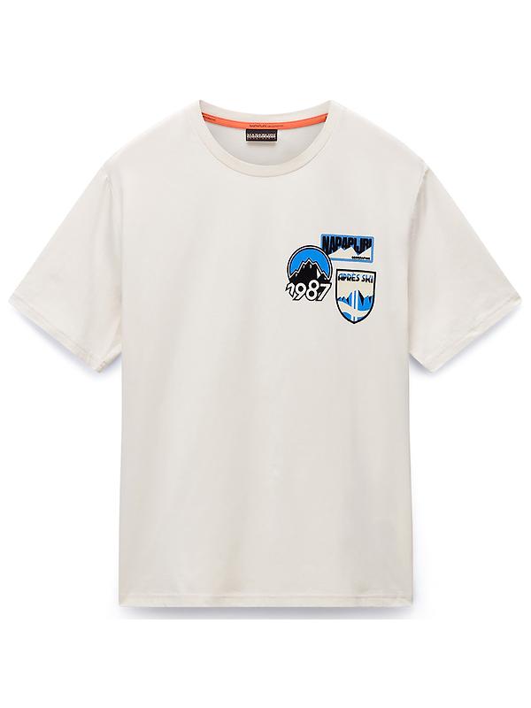 Napapijri Men's Montepianna Flock Print T-Shirt - Beige Dimity Image 1