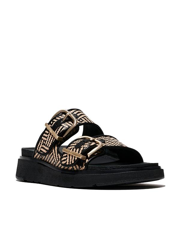 FitFlop Women's GEN-FF Buckle Graphic Weave Two-Bar Slides - Black Image 6