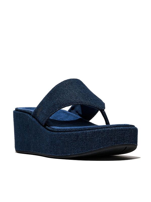 FitFlop Women's PLATFFORMS Denim Wedge Toe-Post Sandals - Dark Denim Image 3