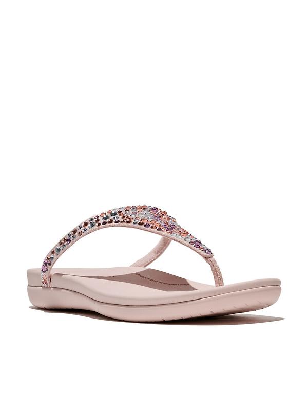 FitFlop Women's SOLAY Mixed-Crystal Toe-Post Sandals - Nude Rose Image 5