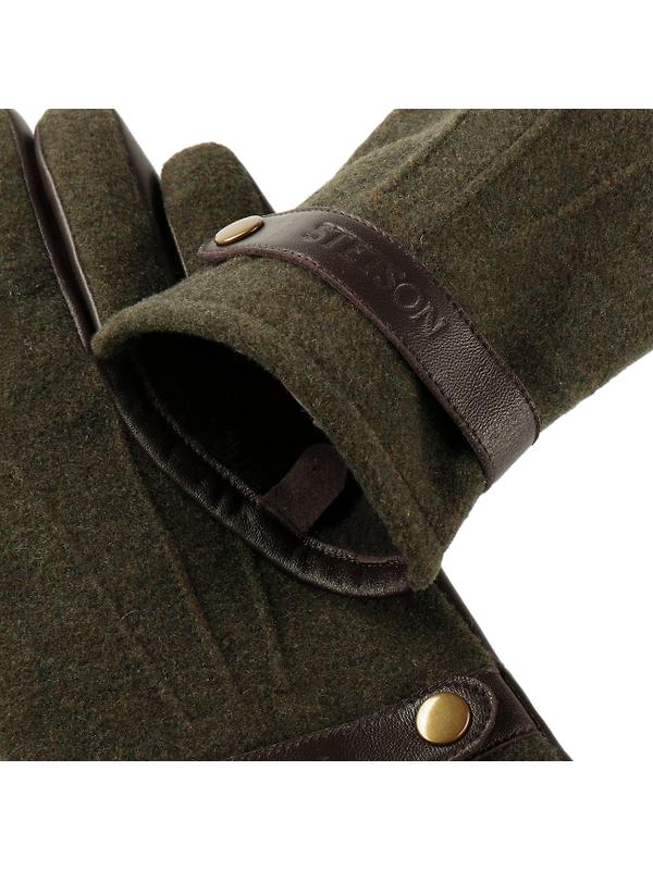 Stetson Sheep Nappa/Wool Conductive Leather Gloves - Brown/Olive Image 2