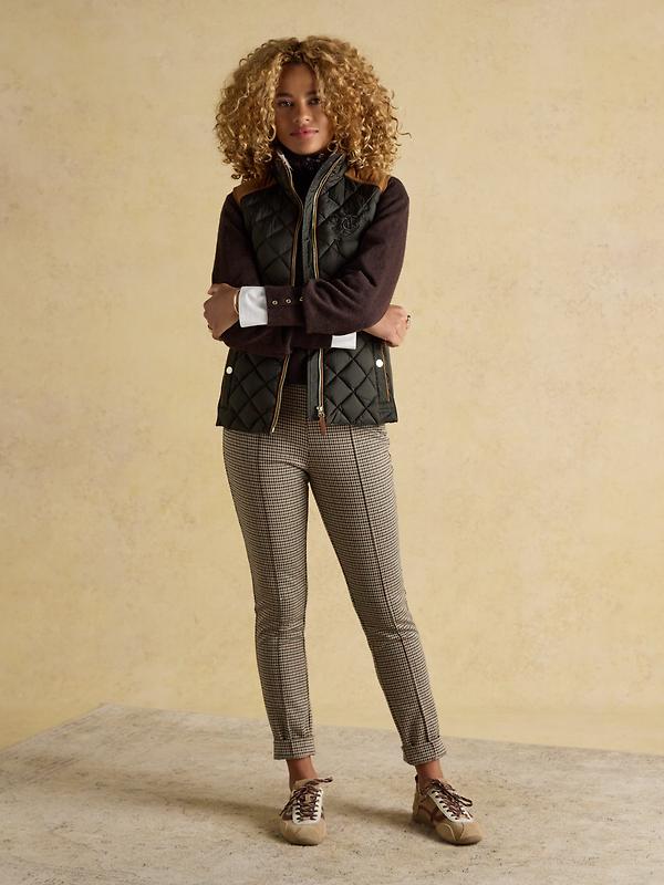 Joules Women's Braemar Luxe Showerproof Diamond Quilted Gilet - Khaki Green Image 6