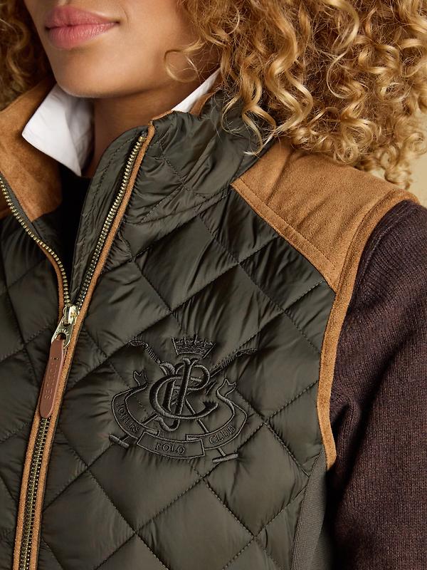 Joules Women's Braemar Luxe Showerproof Diamond Quilted Gilet - Khaki Green Image 7