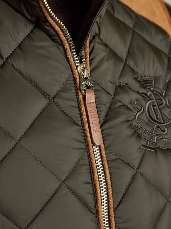 Joules Women's Braemar Luxe Showerproof Diamond Quilted Gilet - Khaki Green Image 8