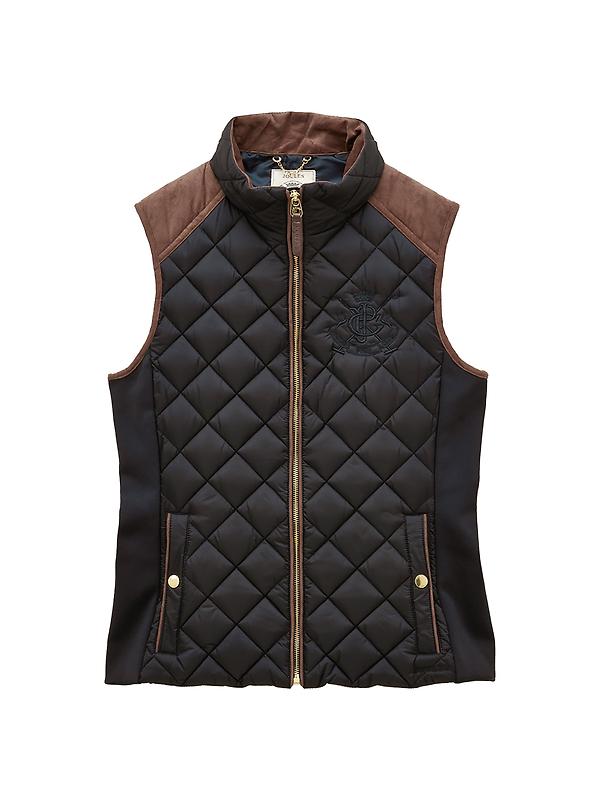 Joules Women's Braemar Luxe Showerproof Diamond Quilted Gilet - Navy Blue Image 1