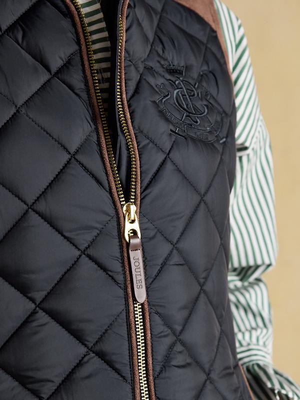Joules Women's Braemar Luxe Showerproof Diamond Quilted Gilet - Navy Blue Image 7