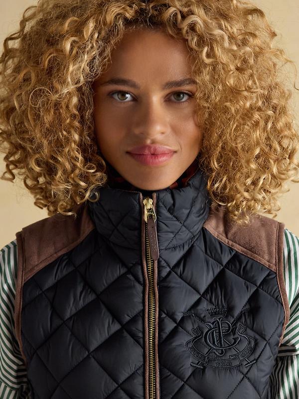 Joules Women's Braemar Luxe Showerproof Diamond Quilted Gilet - Navy Blue Image 9