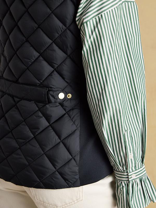 Joules Women's Braemar Luxe Showerproof Diamond Quilted Gilet - Navy Blue Image 11