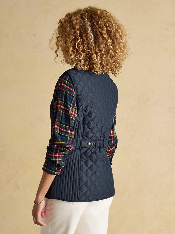 Joules Women's Minx Showerproof Diamond Quilted Gilet - Navy Blue Image 3