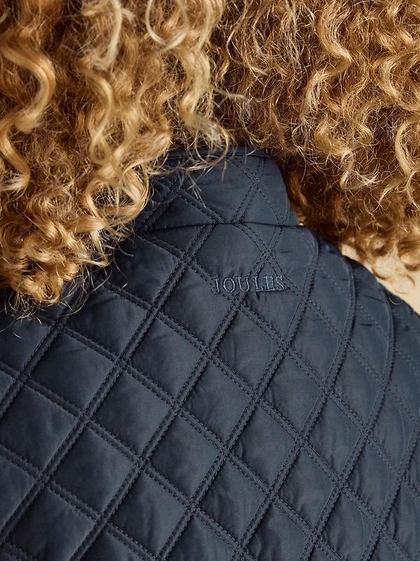 Joules Women's Minx Showerproof Diamond Quilted Gilet - Navy Blue Image 8