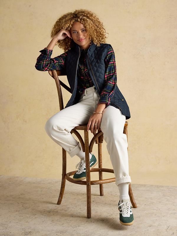 Joules Women's Minx Showerproof Diamond Quilted Gilet - Navy Blue Image 11