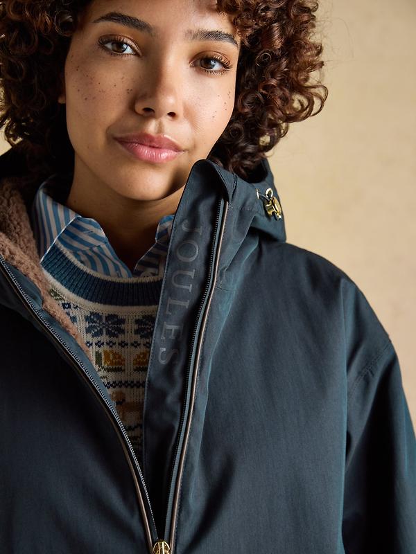 Joules Women's Coverwell Waterproof Fleece Lined Coat - Navy Image 5