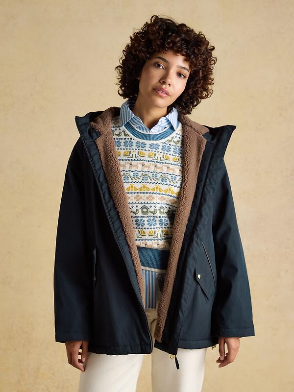 Joules Women's Coverwell Waterproof Fleece Lined Coat - Navy Image 7