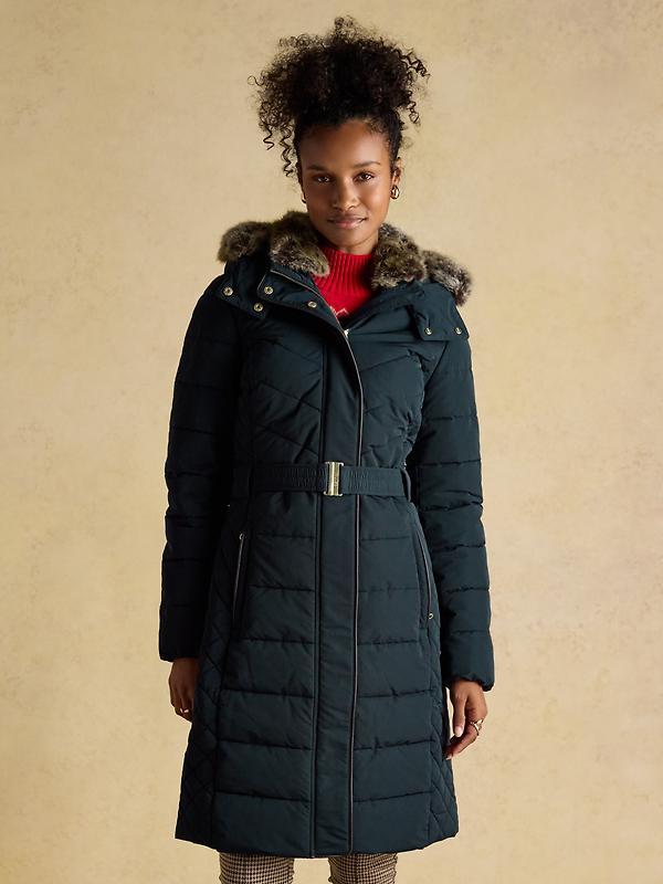 Joules Women's Aspen Long Showerproof Padded Coat - Navy Image 2