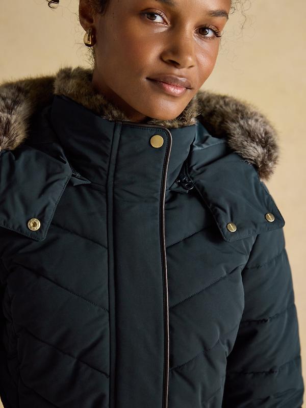 Joules Women's Aspen Long Showerproof Padded Coat - Navy Image 8