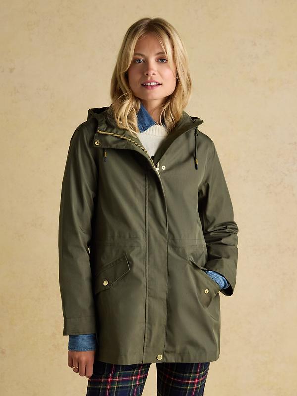 Joules Women's Portwell Waterproof Raincoat - Green Grapeleaf Image 2