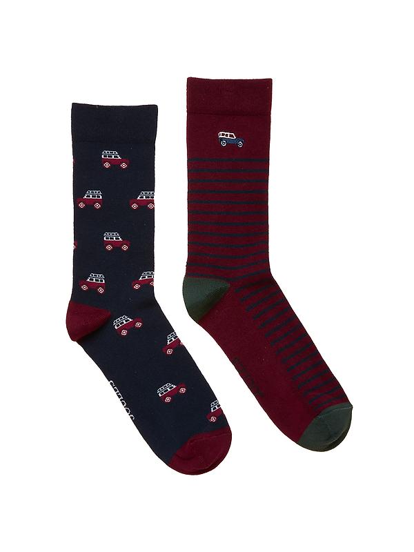 Product image of Joules Men's Kingsbury Socks 2 Pack UK 7-12 - Red/Blue