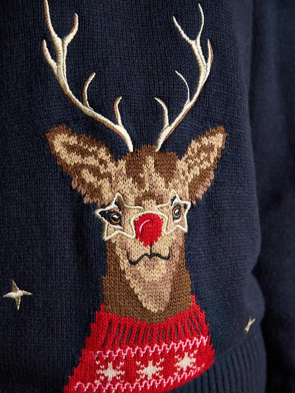 Joules Women's Noelle Reindeer Intarsia Knit Christmas Jumper - Navy Image 5