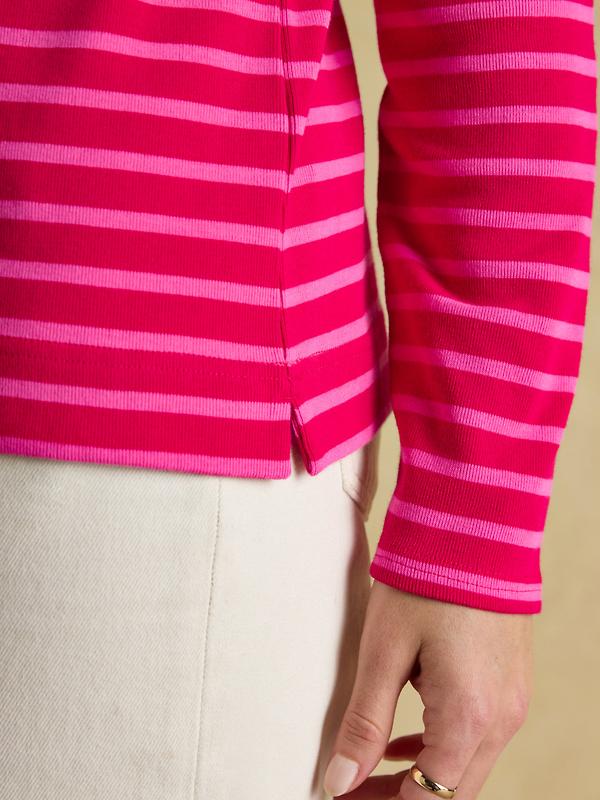 Joules Women's Harbour Boat Neck Long Sleeve Breton Stripe Top - Red/Pink Image 7