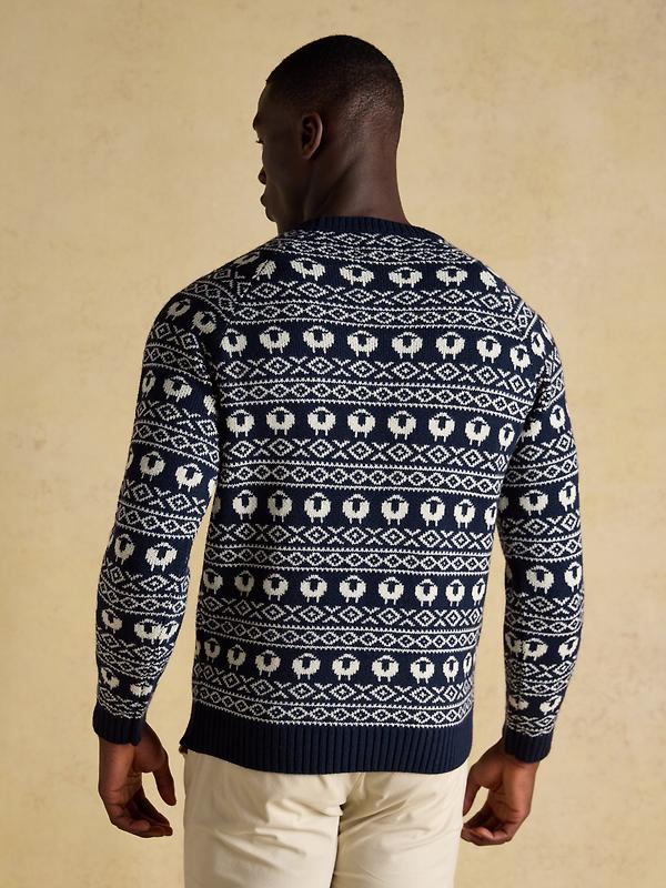 Joules Men's Baa Humbug Crew Neck Jumper - Navy Image 3