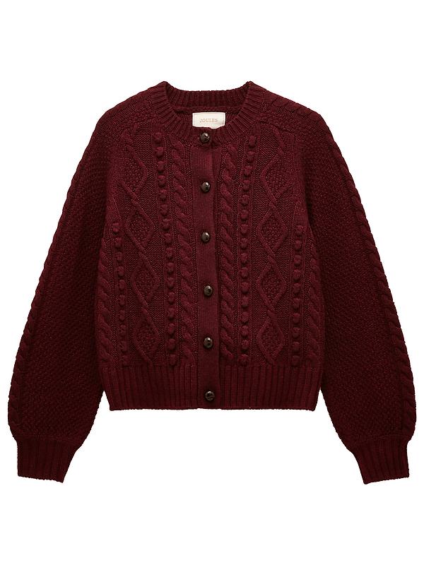 Joules Women's Rafferty Cable Knit Cardigan - Wine Image 1