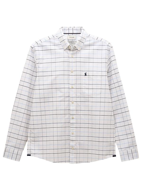 Joules Men's Oxford Classic Fit Long Sleeve Cotton Shirt - White Blue Check Image 1