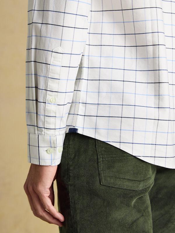 Joules Men's Oxford Classic Fit Long Sleeve Cotton Shirt - White Blue Check Image 6