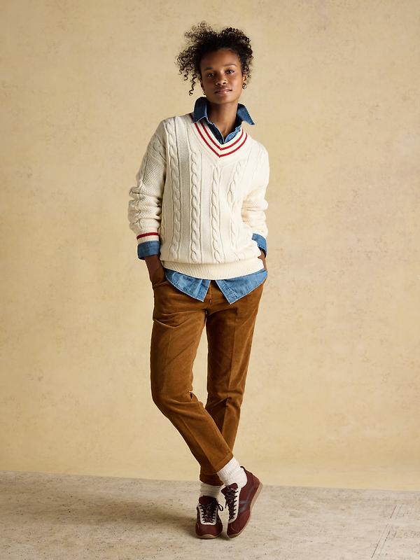 Joules Women's Calla Corduroy Trousers - Tan Brown Image 3