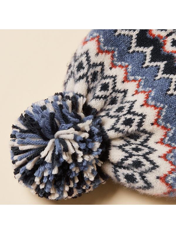 Joules Women's Kara Fairisle Bobble Beanie Hat - Navy Image 4