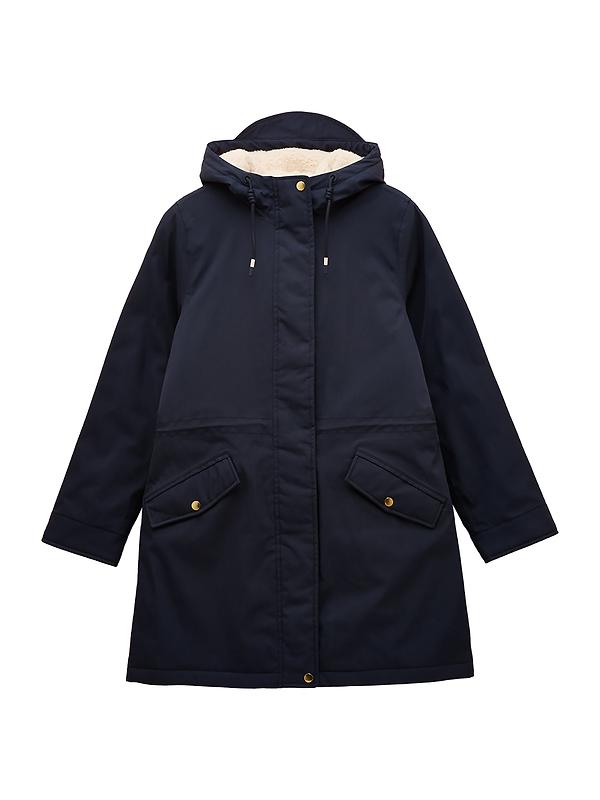 Joules Women's Portwell Cosy Fleece Lined Waterproof Raincoat - Navy Image 1
