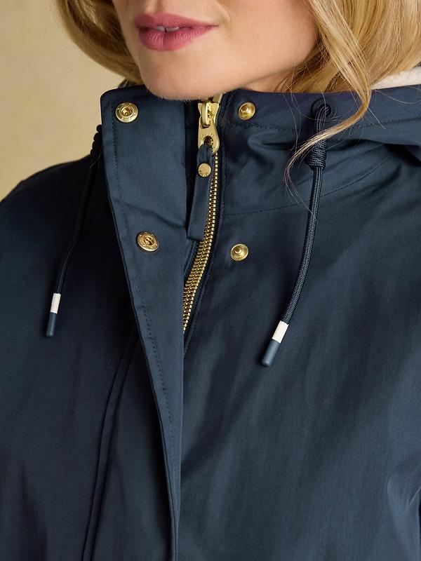 Joules Women's Portwell Cosy Fleece Lined Waterproof Raincoat - Navy Image 6
