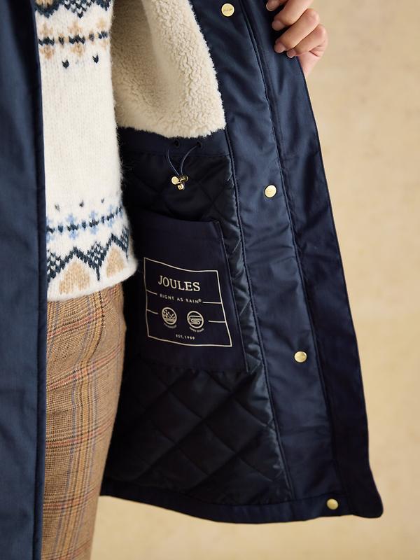 Joules Women's Portwell Cosy Fleece Lined Waterproof Raincoat - Navy Image 11