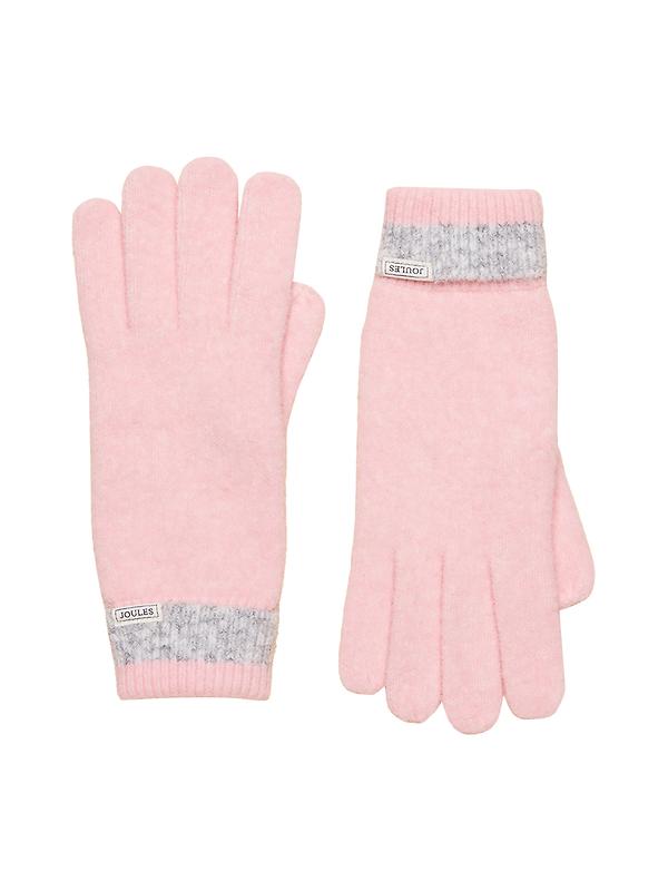 Joules Women's Caversham Stripe Knitted Gloves - Pink/Grey Image 1