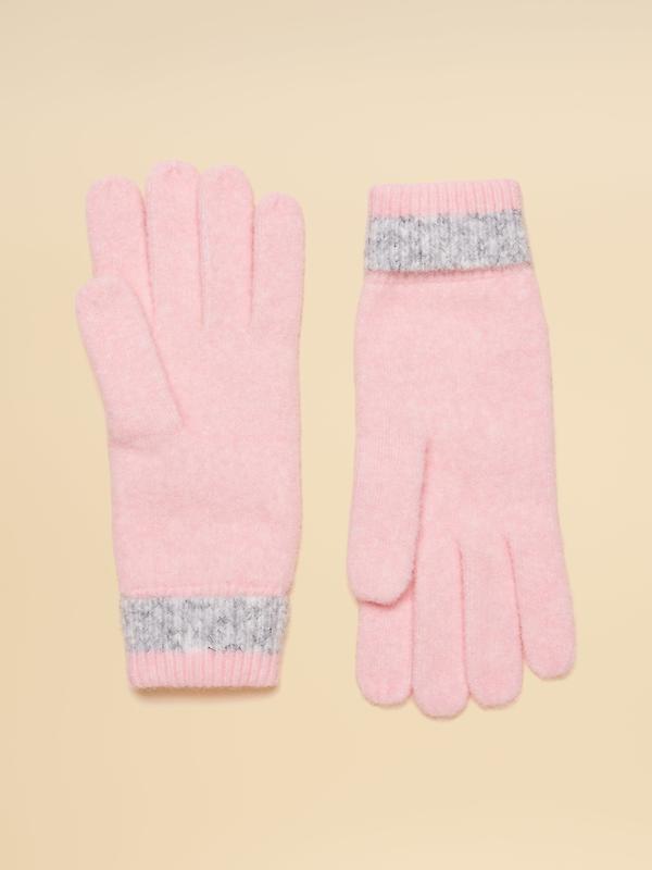 Joules Women's Caversham Stripe Knitted Gloves - Pink/Grey Image 2