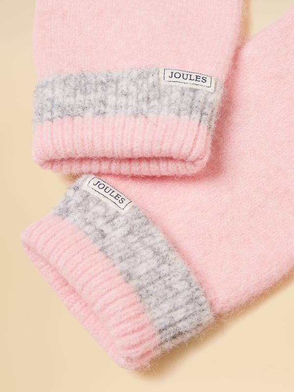 Joules Women's Caversham Stripe Knitted Gloves - Pink/Grey Image 3