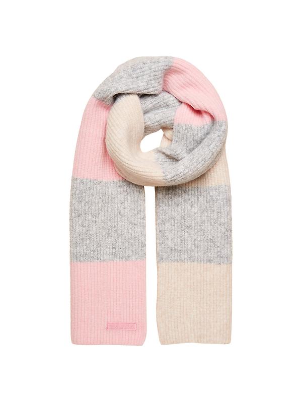 Joules Women's Popley Stripe Scarf - Pink/Grey Image 1
