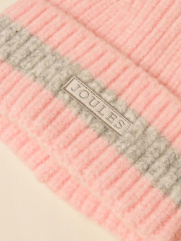 Joules Women's Caversham Stripe Beanie Hat - Pink/Grey Image 3
